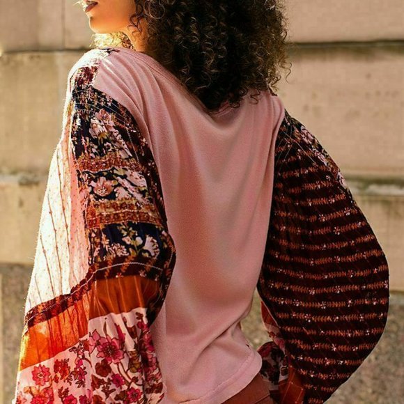 Free People Light Magic Henley Balloon Sleeve Top New XS - Picture 3 of 7